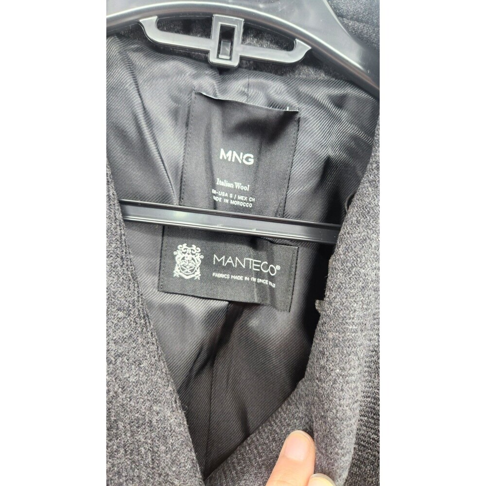 Mango MNG Women's Small Black Woollen Coat With Belt NWT - Picture 3 of 14